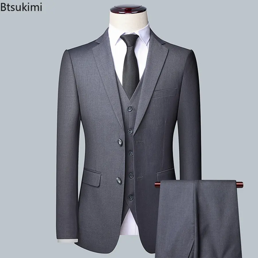 High Quality Suit Two-pieces Blazer and Trousers Men's Classic Formal Business Blazer Sets Elegant Fashion Groom Wedding Dresses