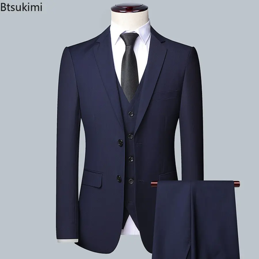 High Quality Suit Two-pieces Blazer and Trousers Men's Classic Formal Business Blazer Sets Elegant Fashion Groom Wedding Dresses
