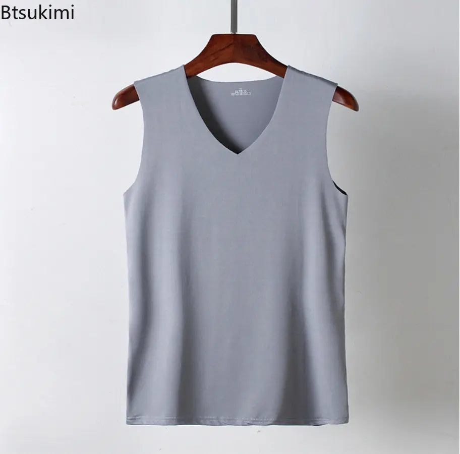 Men's V-neck Vest for Mens Ice Silk Tank Top Men High Quality Bodybuilding Singlet Sleeveless Slim Fit Vest Male Bodyshaper 5XL