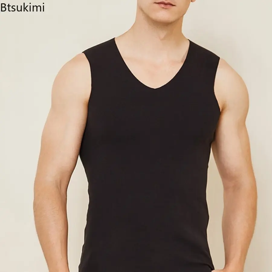 Winter Warm Vest Men's Double-sided Thick Velvet Vest Seamless Underwear Added Velvet Camisole Heating Brushed Sleeveless Tops