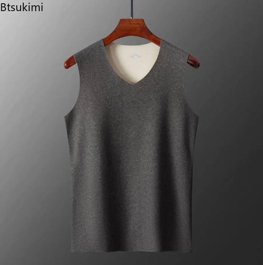 Winter Warm Vest Men's Double-sided Thick Velvet Vest Seamless Underwear Added Velvet Camisole Heating Brushed Sleeveless Tops