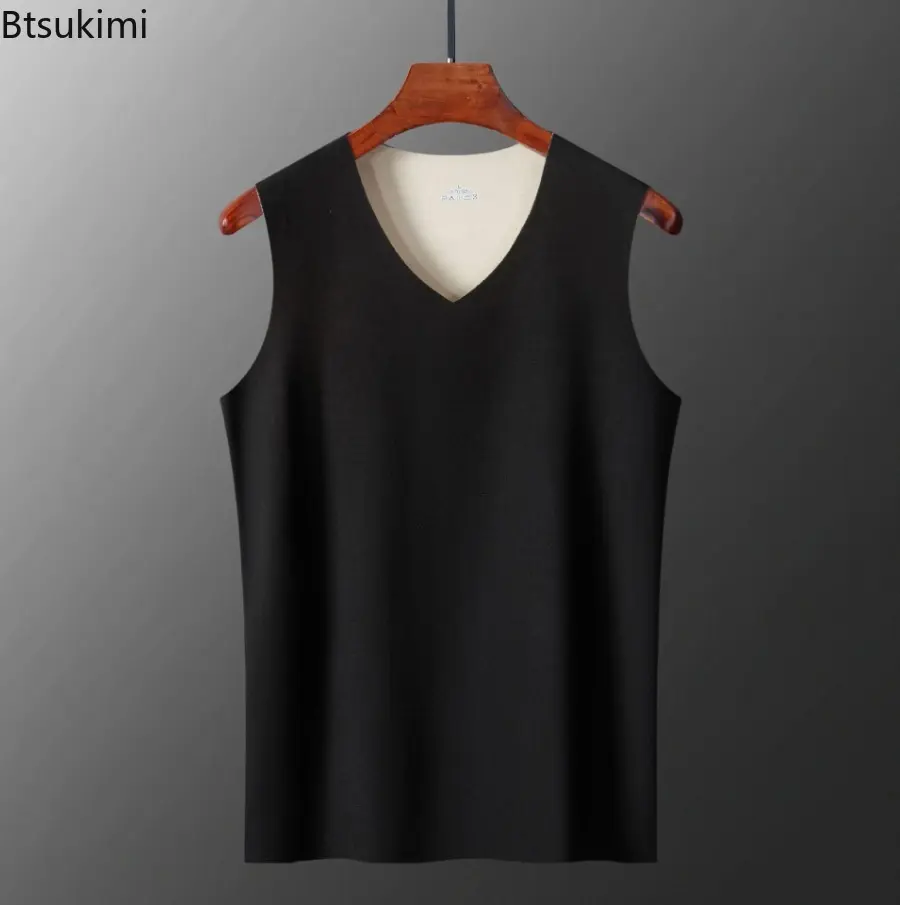 Winter Warm Vest Men's Double-sided Thick Velvet Vest Seamless Underwear Added Velvet Camisole Heating Brushed Sleeveless Tops