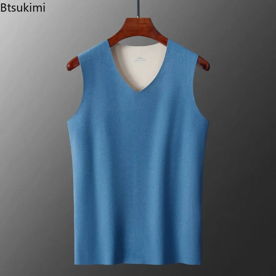 Winter Warm Vest Men's Double-sided Thick Velvet Vest Seamless Underwear Added Velvet Camisole Heating Brushed Sleeveless Tops