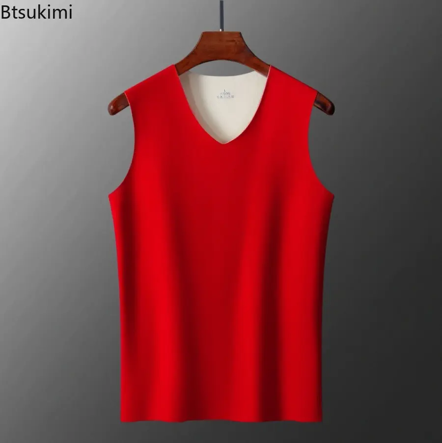 Winter Warm Vest Men's Double-sided Thick Velvet Vest Seamless Underwear Added Velvet Camisole Heating Brushed Sleeveless Tops