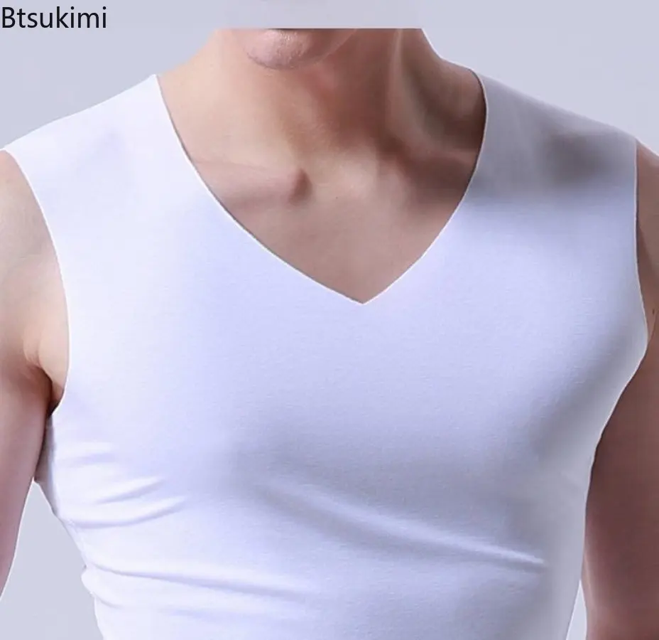 Men Ice Silk Seamless Vest Underwear Sleeveless Gym Clothing Male Thin Tank Vest Comfortable Bodybuilding Undershirts Large Size