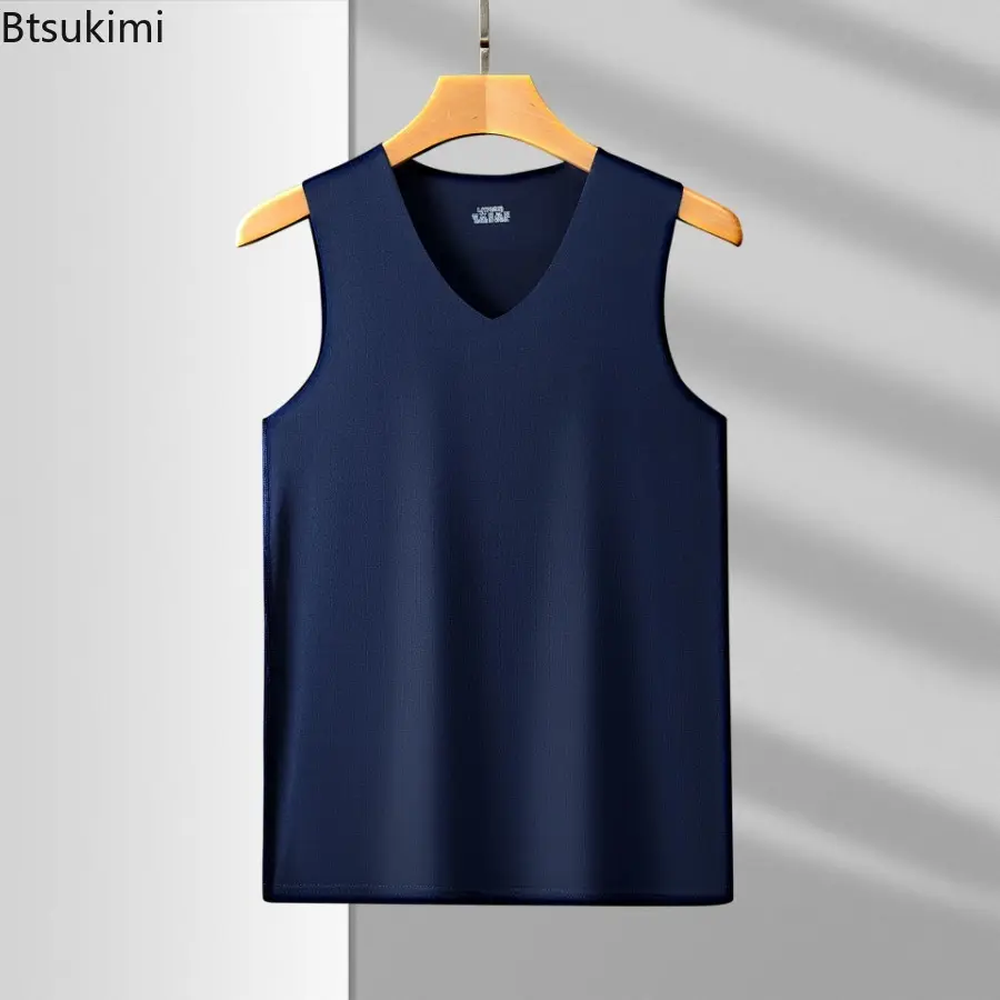 Men Ice Silk Seamless Vest Underwear Sleeveless Gym Clothing Male Thin Tank Vest Comfortable Bodybuilding Undershirts Large Size