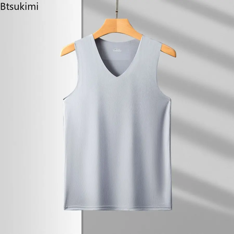 Men Ice Silk Seamless Vest Underwear Sleeveless Gym Clothing Male Thin Tank Vest Comfortable Bodybuilding Undershirts Large Size