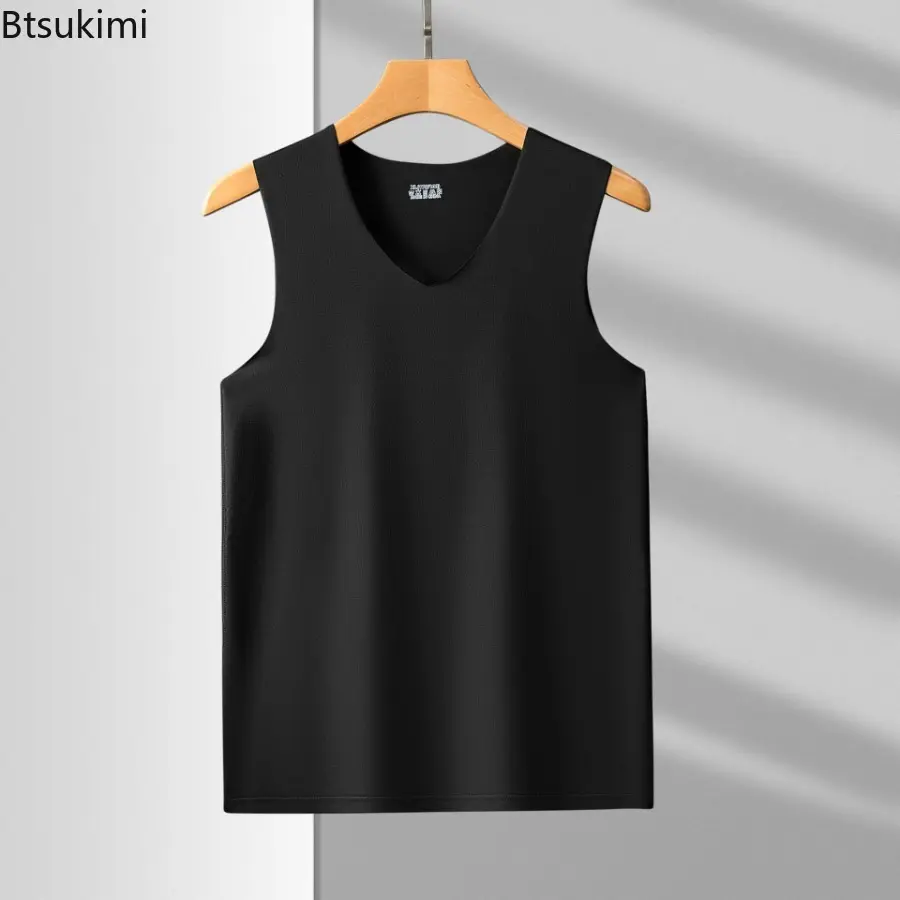 Men Ice Silk Seamless Vest Underwear Sleeveless Gym Clothing Male Thin Tank Vest Comfortable Bodybuilding Undershirts Large Size
