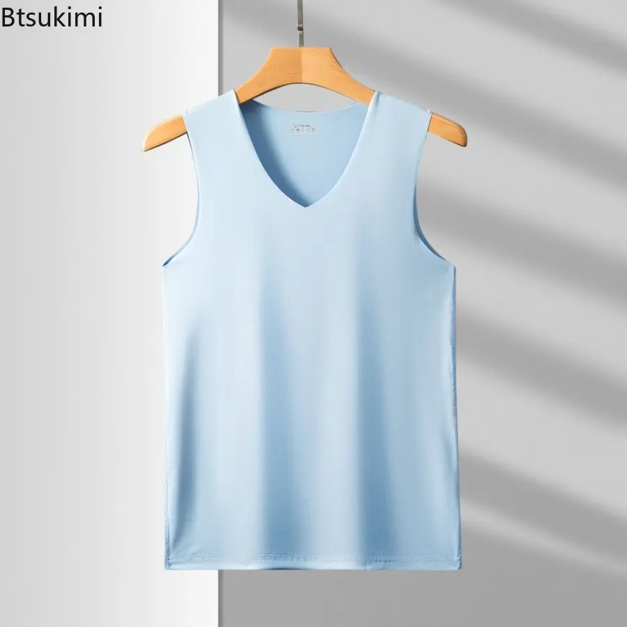 Men Ice Silk Seamless Vest Underwear Sleeveless Gym Clothing Male Thin Tank Vest Comfortable Bodybuilding Undershirts Large Size