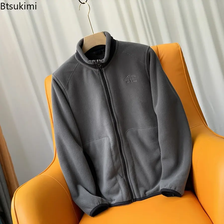 Casual Fleece Thick Hoodies Men Jacket Autumn Winter Korean Fashion Loose Stand Collar Plush Zipper Sweatshirt Outwear Hoodies