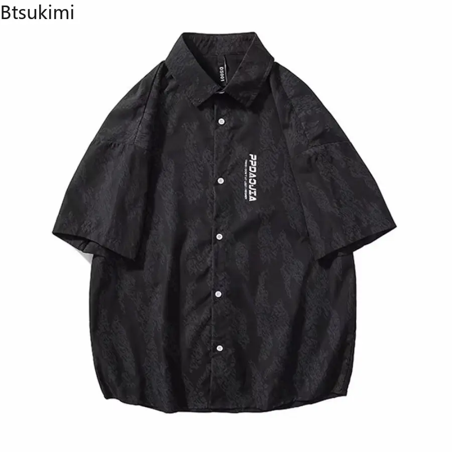 Summer New Trend Casual Shirts for Men Short-sleeved Loose Cardigan Tops Men's Handsome Streetwear Popularity Print Brand Blouse