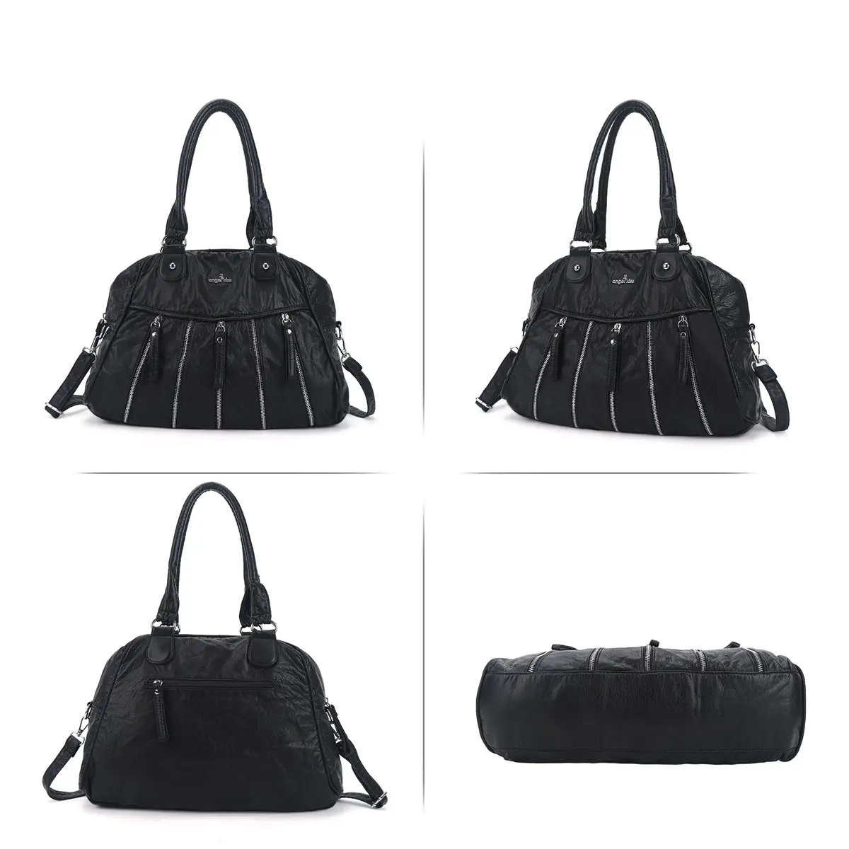 Angelkiss Women Handbags Fashion Satchel Top-handle Travel Handbag Denim Shoulder Bag Shell Pack Multi-pockets Shoulder Bags