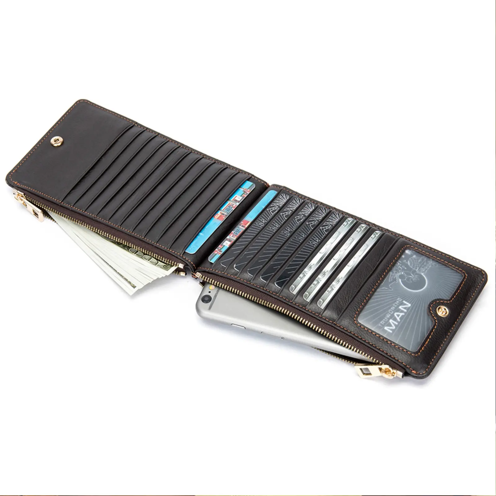 MVA Vintage Card Holder Multi-card Credit Holder Document Card Bag Multi-functional Coin Purse Cell Phone Bag Wallet