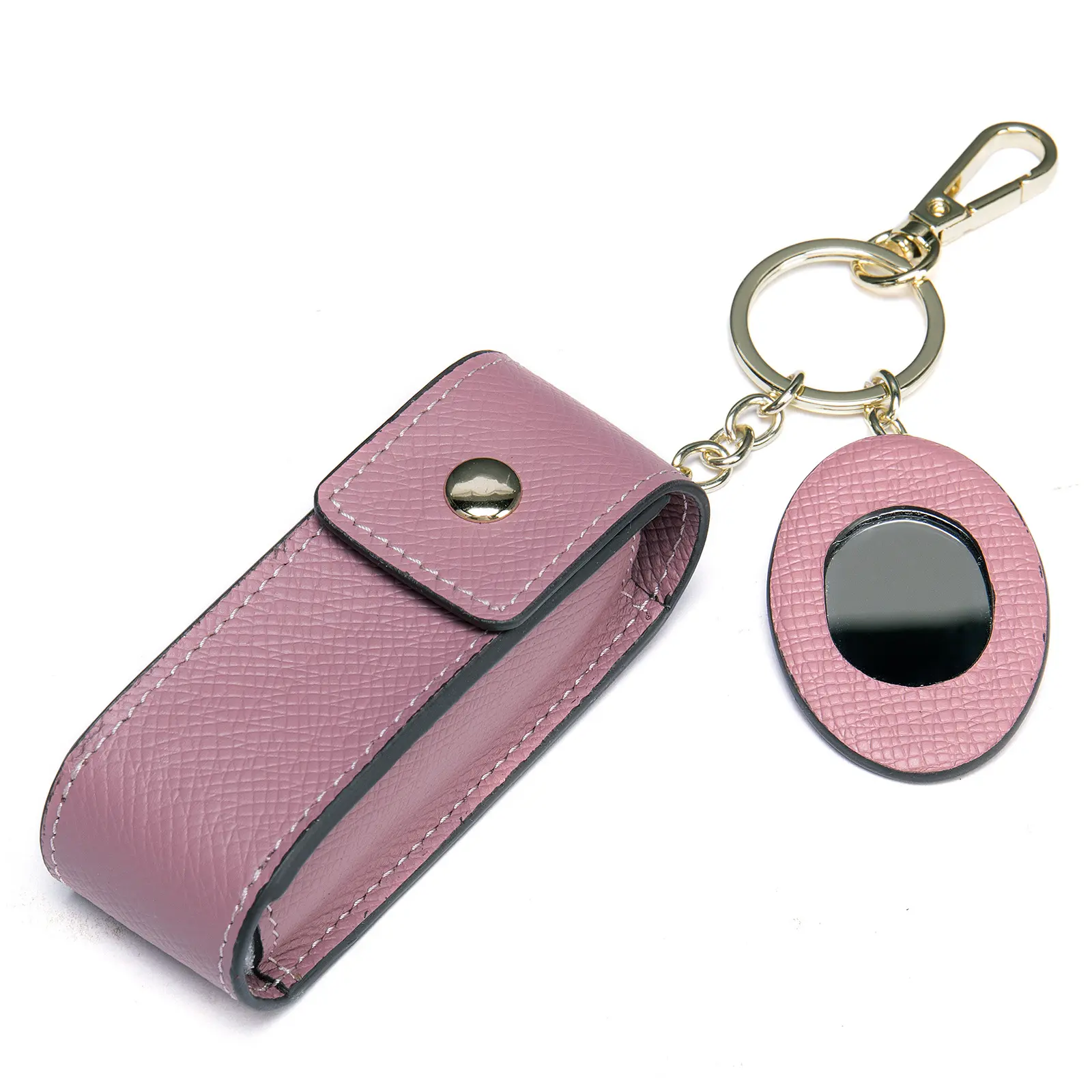 MVA Lipstick Bag Makeup Lipstick Storage Bag With Mirror New Fashion Leather Compact Lipstick Pouch Protective Case