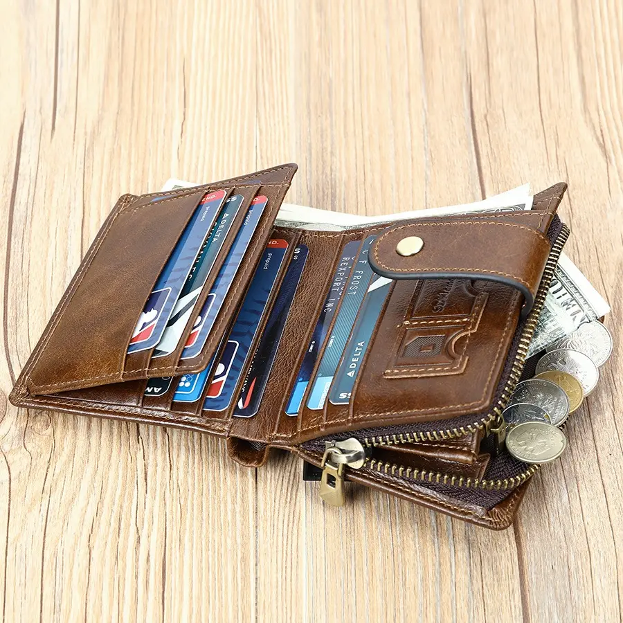 Men's Wallet RFIDF Anti-magnetic Coin Purses Cowhide Card Packs Multifunctional Wallet premium Clutch for Men