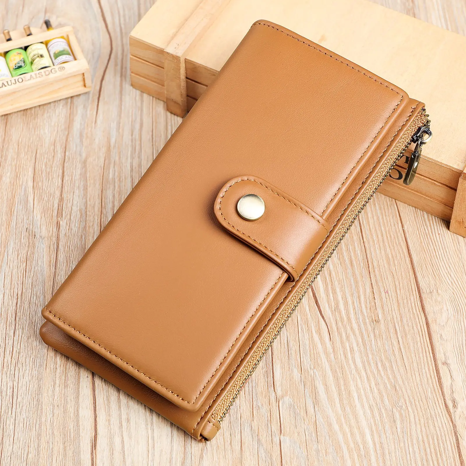 MVA Fashion Wallet RFID Credit Card Holder Cowhide Leather Purse Multi-card Slots Bussiness Wallets Vintage Money Case Purse