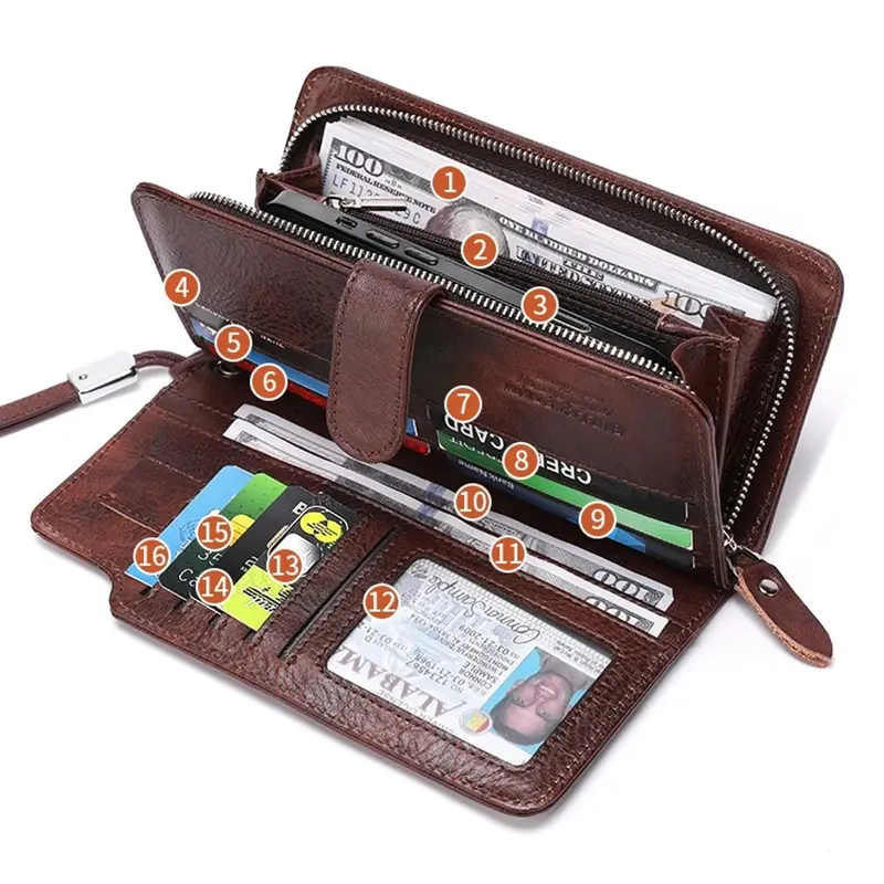 Fashion Wallet RFID Credit Card Holder Cowhide Leather Purse Multi-card Slots Bussiness Wallets Vintage Money Case Purse