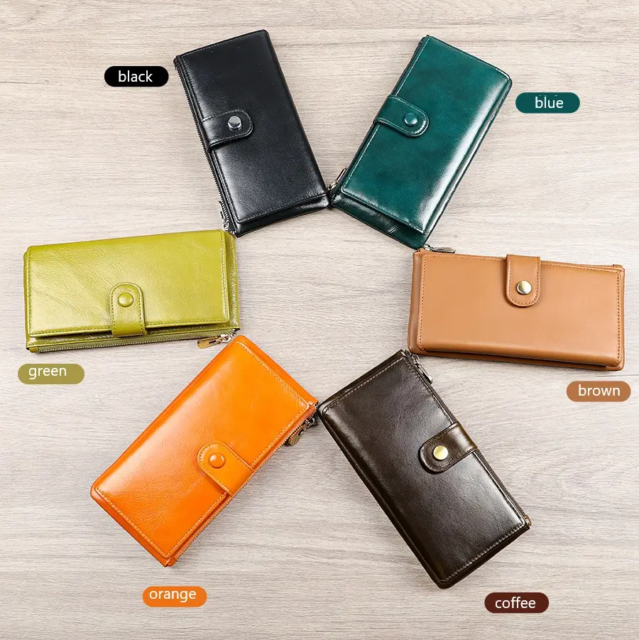 MVA Fashion Wallet RFID Credit Card Holder Cowhide Leather Purse Multi-card Slots Bussiness Wallets Vintage Money Case Purse