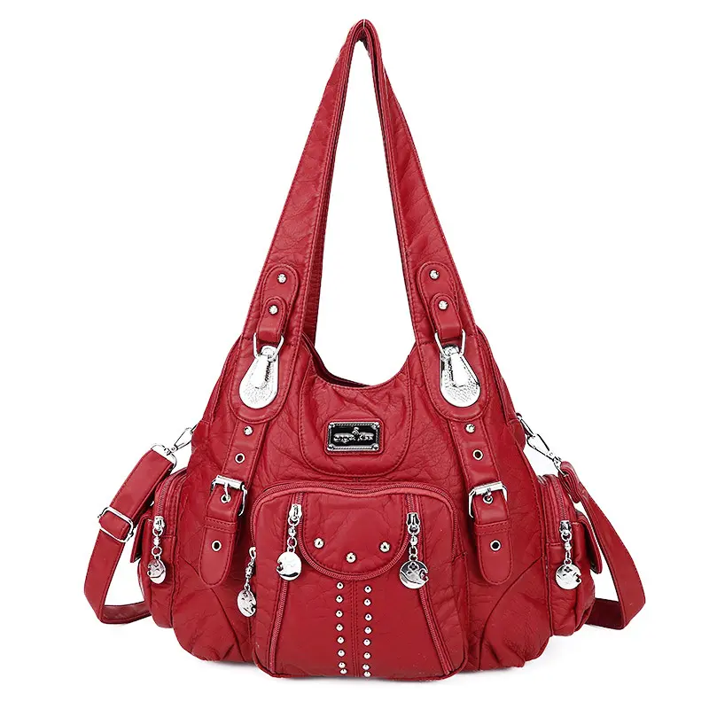 Women Handbags Black Vintage Shoulder Bags Fashion PU Handbag Female Satchel Big-capacity Shoulder Purse Bag bolsa feminina