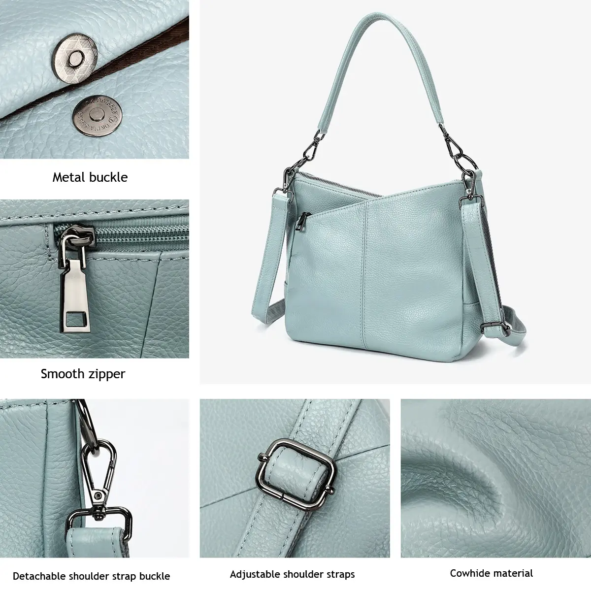 Women's Shoulder Bag Fashion Leather Shoulder Bag Black Leisure Genuine Leather bag Casual Large Capacity Crossbody Bag Wallet