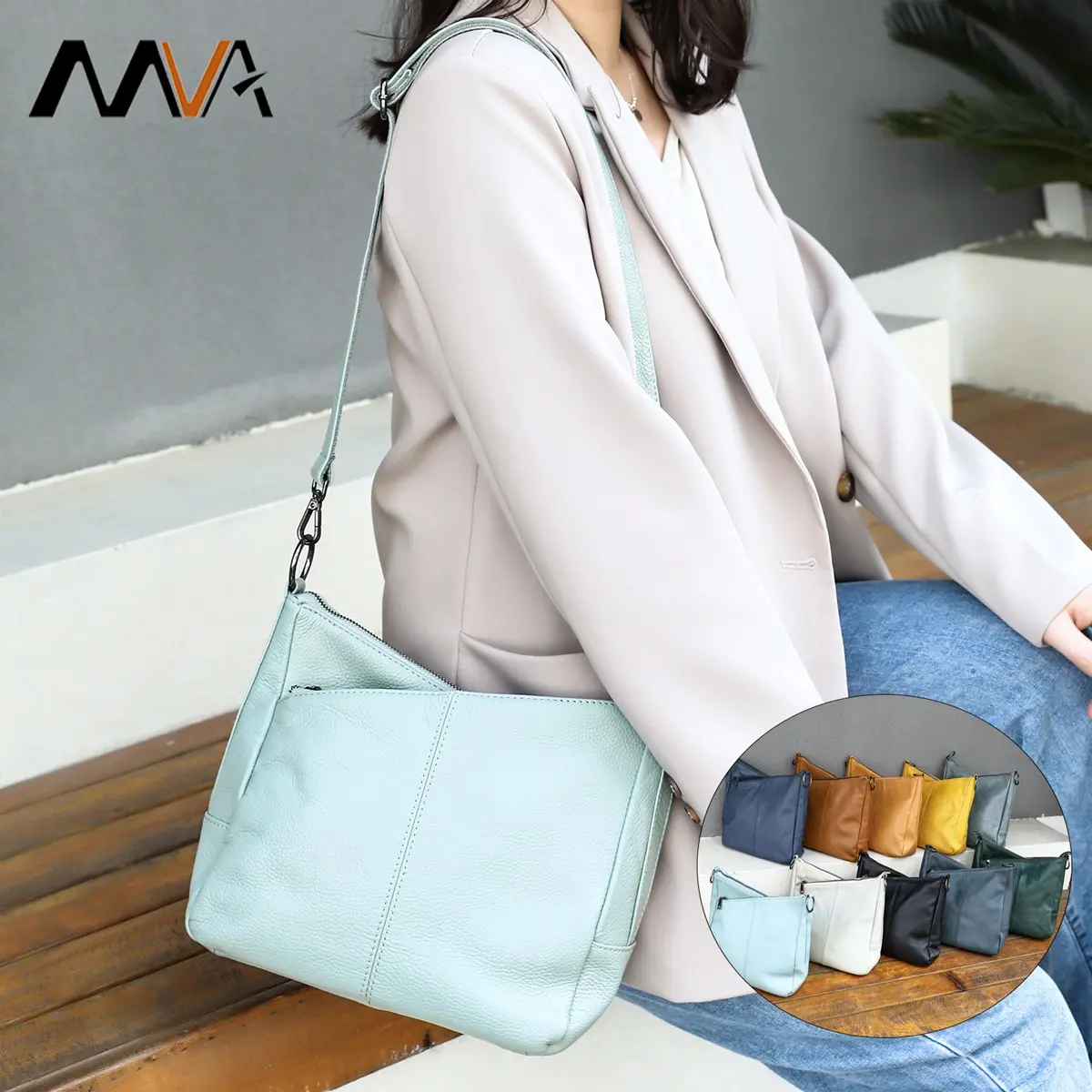Women's Shoulder Bag Fashion Leather Shoulder Bag Black Leisure Genuine Leather bag Casual Large Capacity Crossbody Bag Wallet