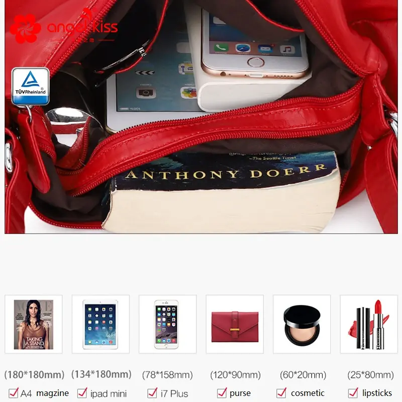  Handbags Fashion Women Shoulder Bag Soft PU Handbags Large Satchel Shopping Shoulder Bag Multifuctional Tote Bag