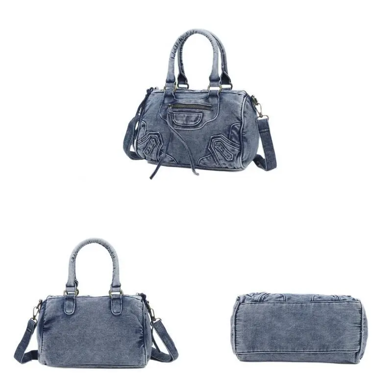 Women Handbags Denim Vintage Shoulder Bag Top-handle Fashion Satchel Multi-Pockets Crossbody Bag Flap Phone Pack