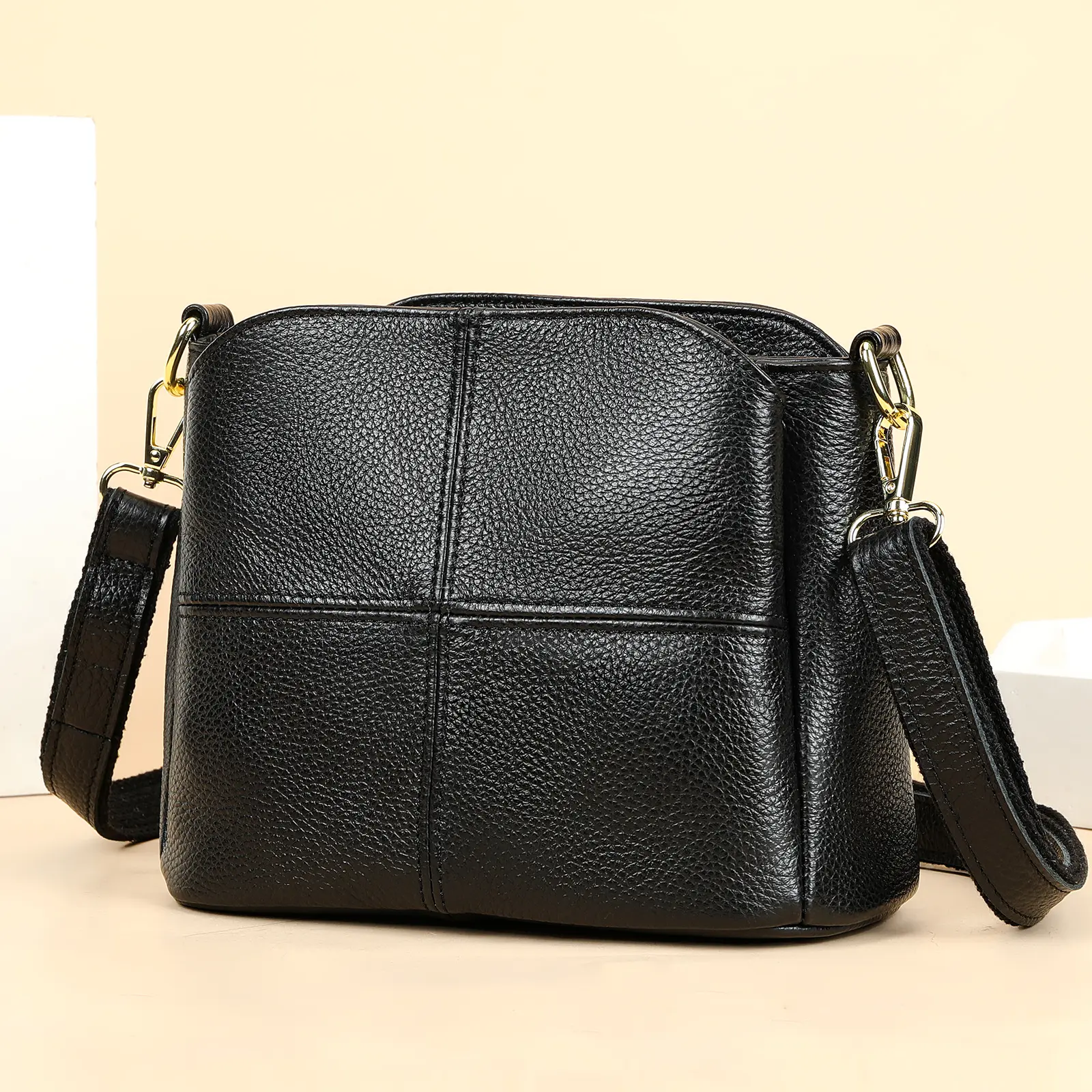 Women's Shoulder Bag Vintage Leather Shoulder Bag Black Fashion bucket bag casual Large Capacity Crossbody Bag Wallet