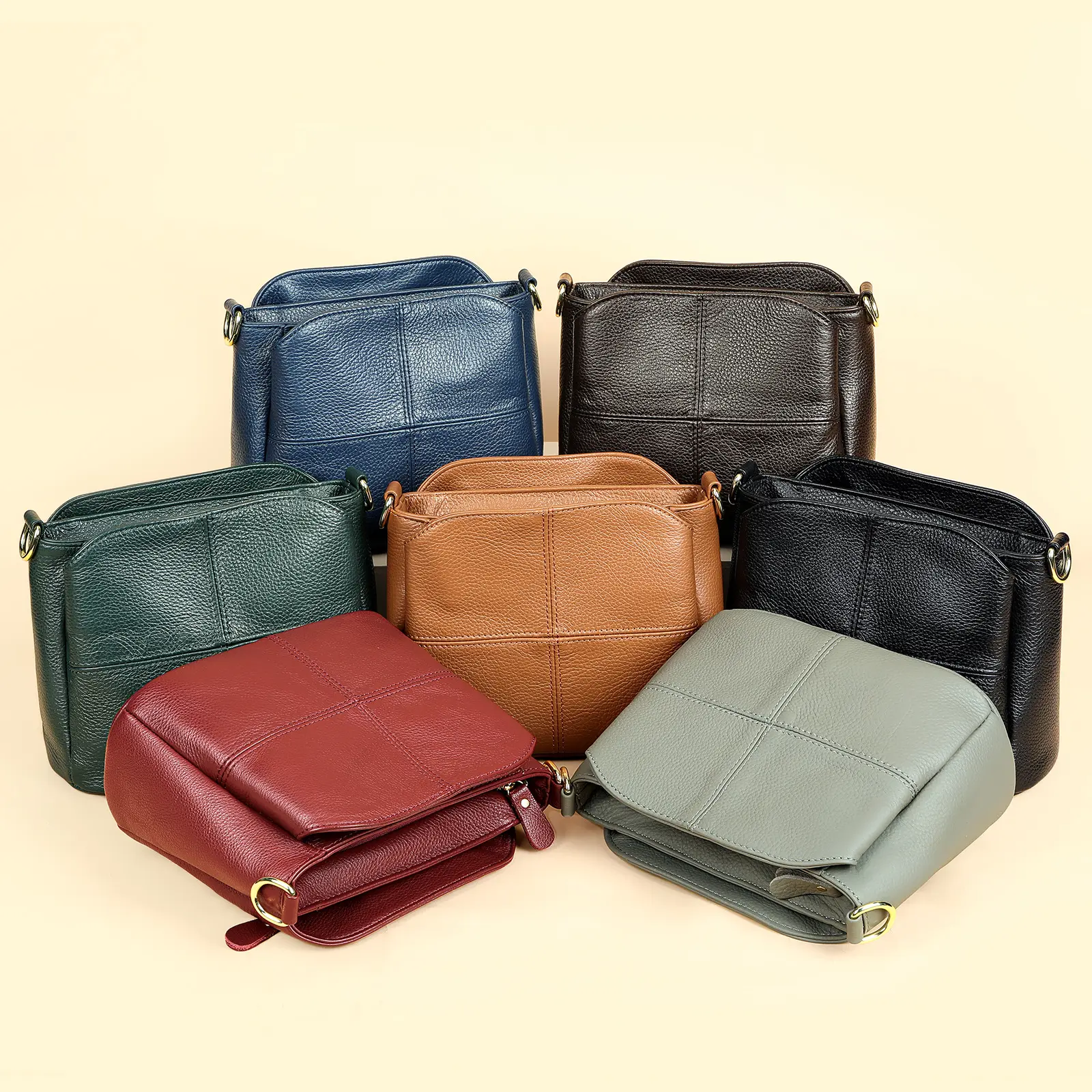 Women's Shoulder Bag Vintage Leather Shoulder Bag Black Fashion bucket bag casual Large Capacity Crossbody Bag Wallet