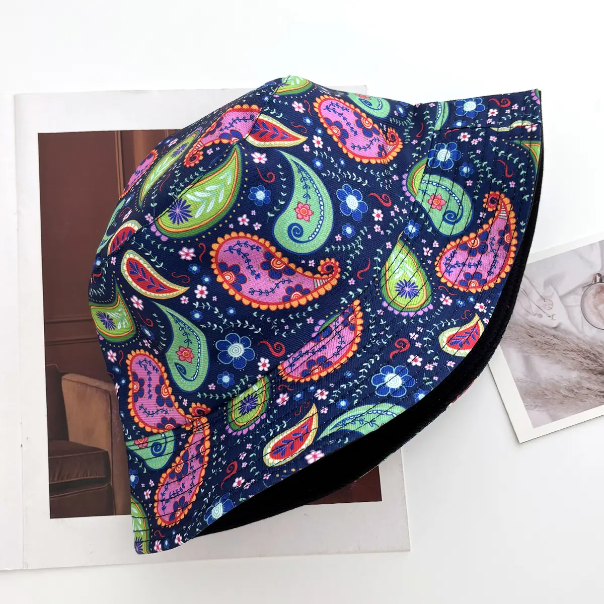 Style Bucket Hat Fisherman Hats Leaf Pattern Panama Cap Caps For Men Woman Beach Travel Outdoor