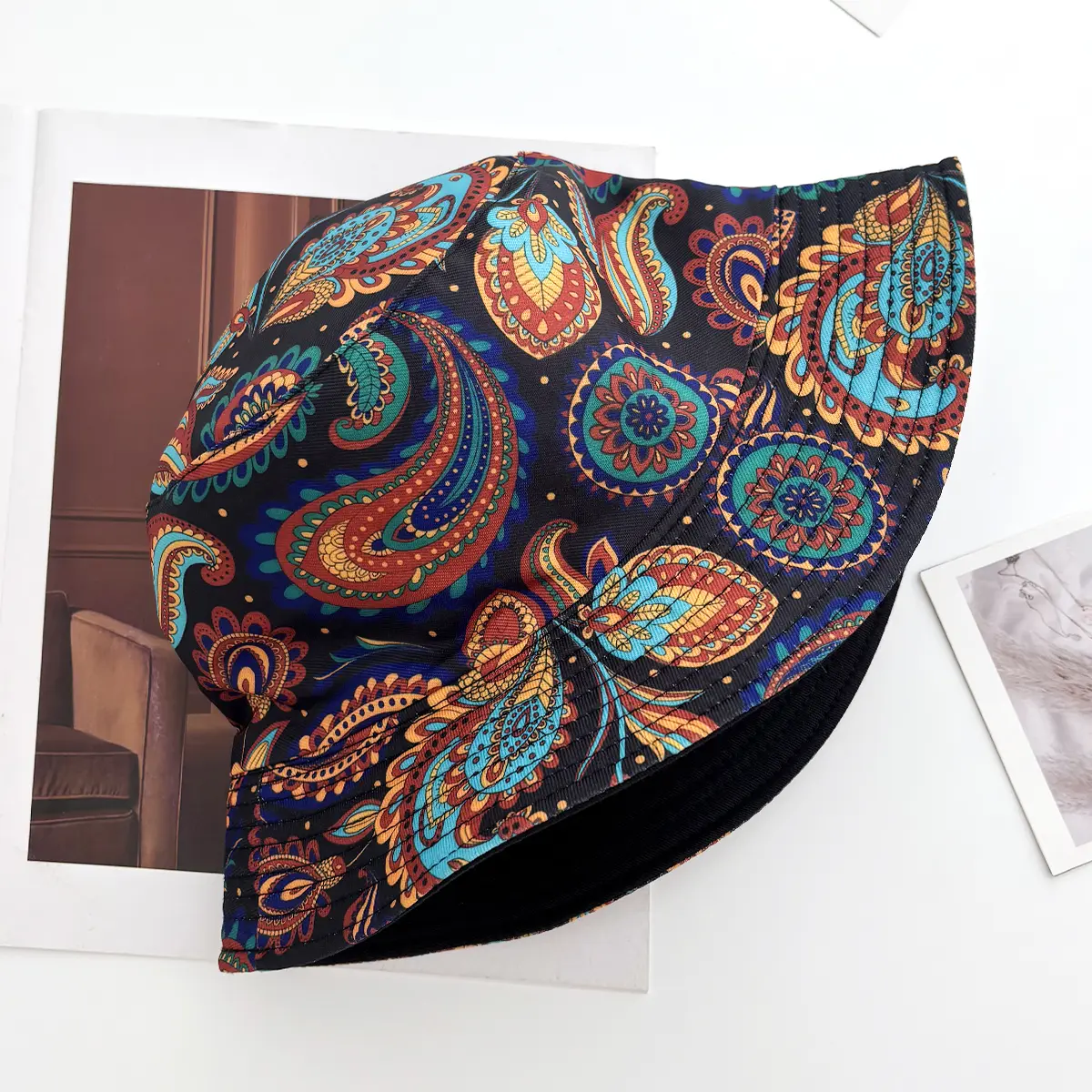 Style Bucket Hat Fisherman Hats Leaf Pattern Panama Cap Caps For Men Woman Beach Travel Outdoor