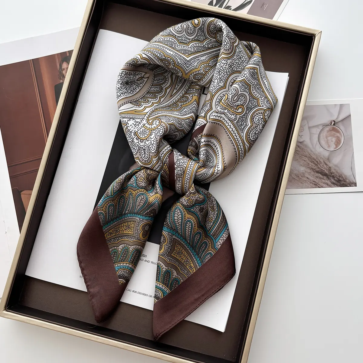 Luxury Satin Hair Scarf Women Handkerchief Print Female Head Bandana Small Neck Muffler Hijab Lady Girl 70*70cm Square Shawls