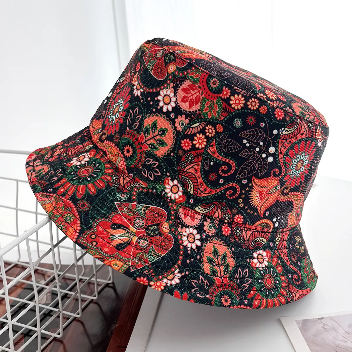 Style Bucket Hat Fisherman Hats Leaf Pattern Panama Cap Caps For Men Woman Beach Travel Outdoor