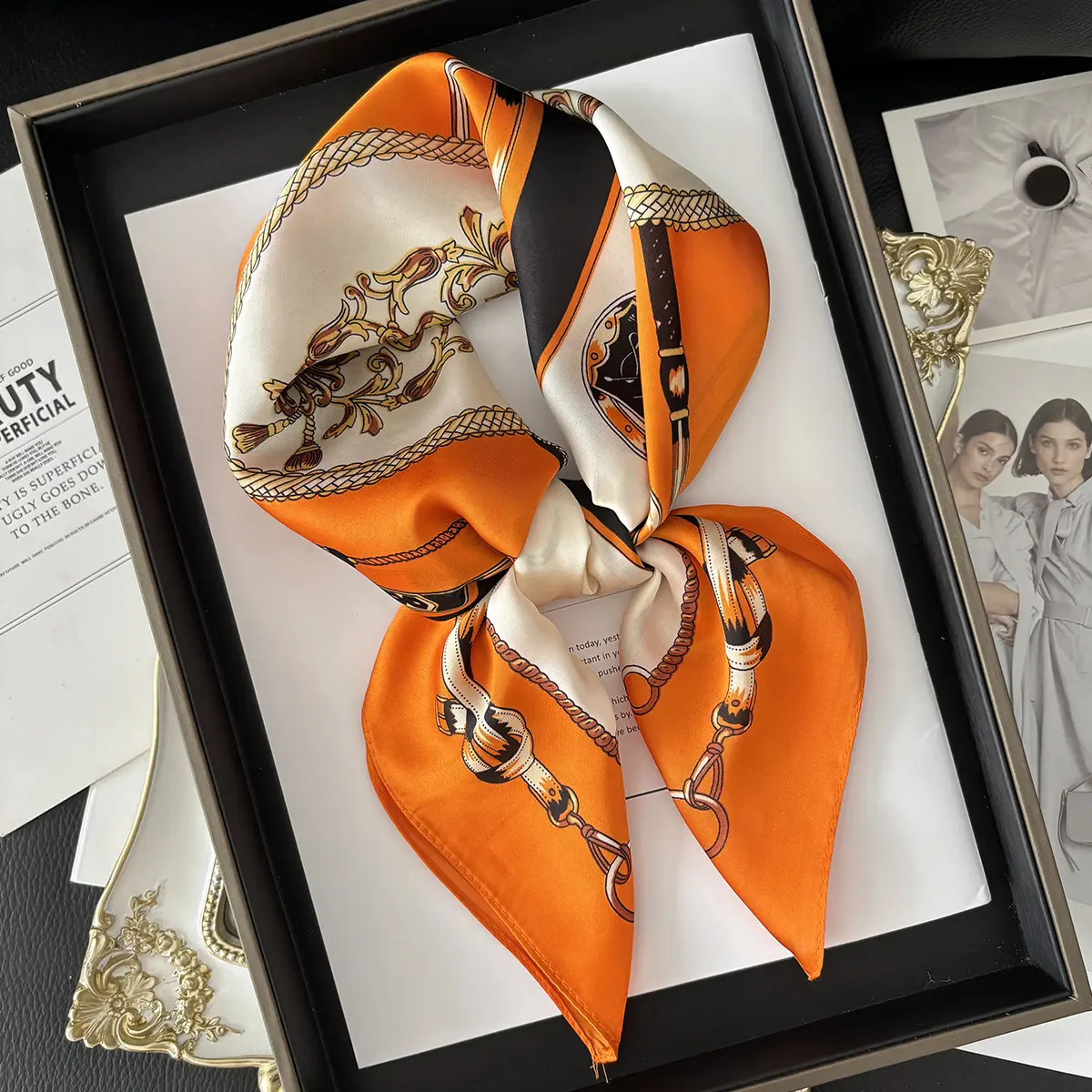 Luxury Brand Leopard Print Square Scarf Women's Imitation Silk Scarf Casual Versatile Decoration Small Neck Scarf 70CMx70CM