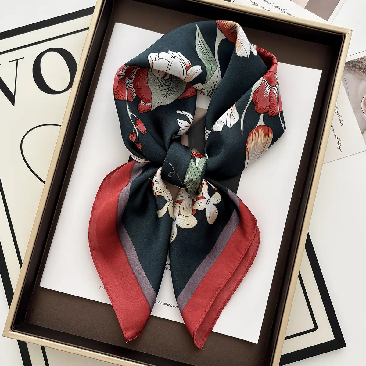 2025 New Luxury Fashion Print 70*70cm Square Scarf Women Soft Satin Hairband Neckerchief Tie Female Headband Foulard Bag Ribbon