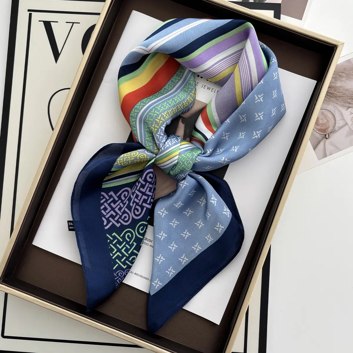Luxury Brand Leopard Print Square Scarf Women's Imitation Silk Scarf Casual Versatile Decoration Small Neck Scarf 70CMx70CM