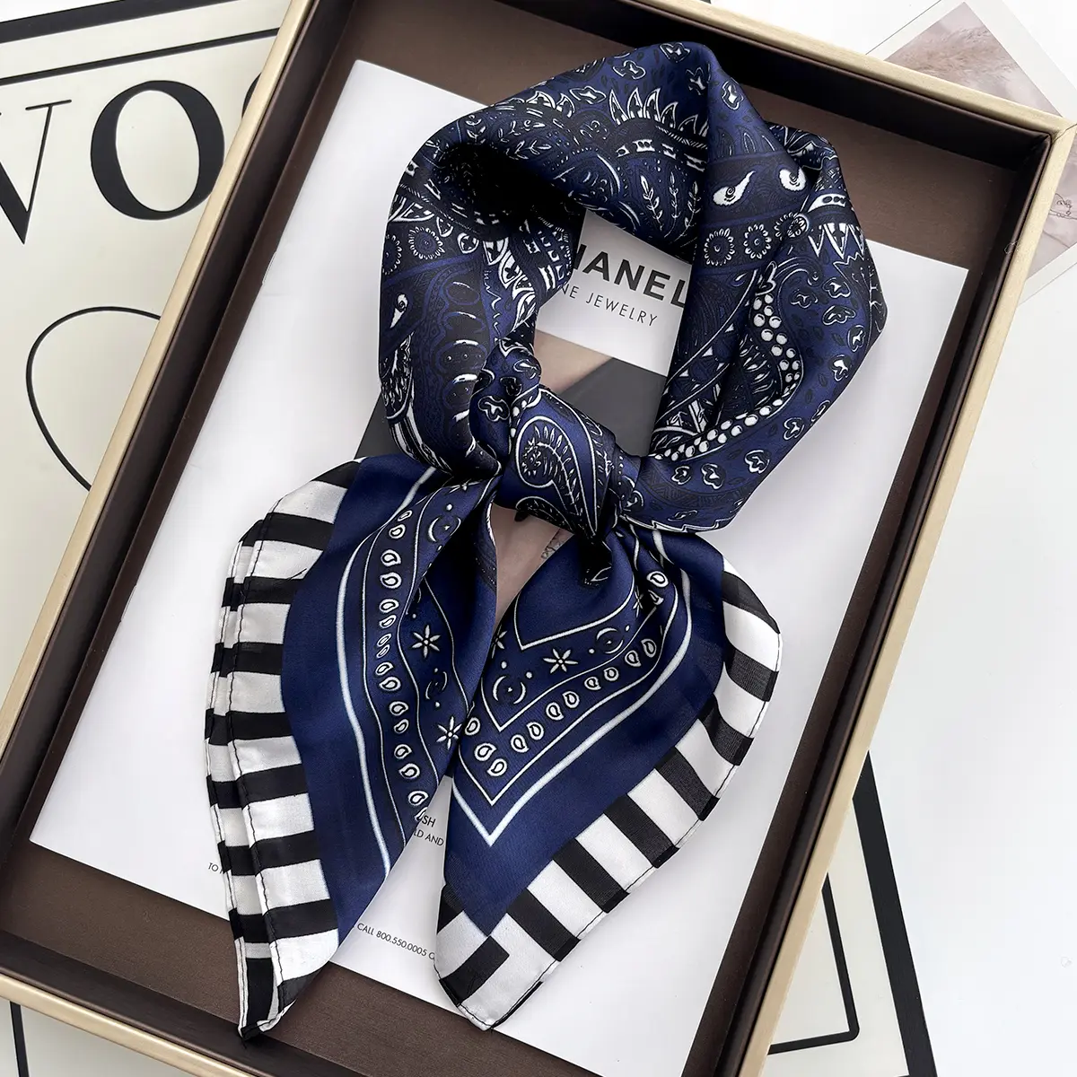 Luxury Brand Leopard Print Square Scarf Women's Imitation Silk Scarf Casual Versatile Decoration Small Neck Scarf 70CMx70CM