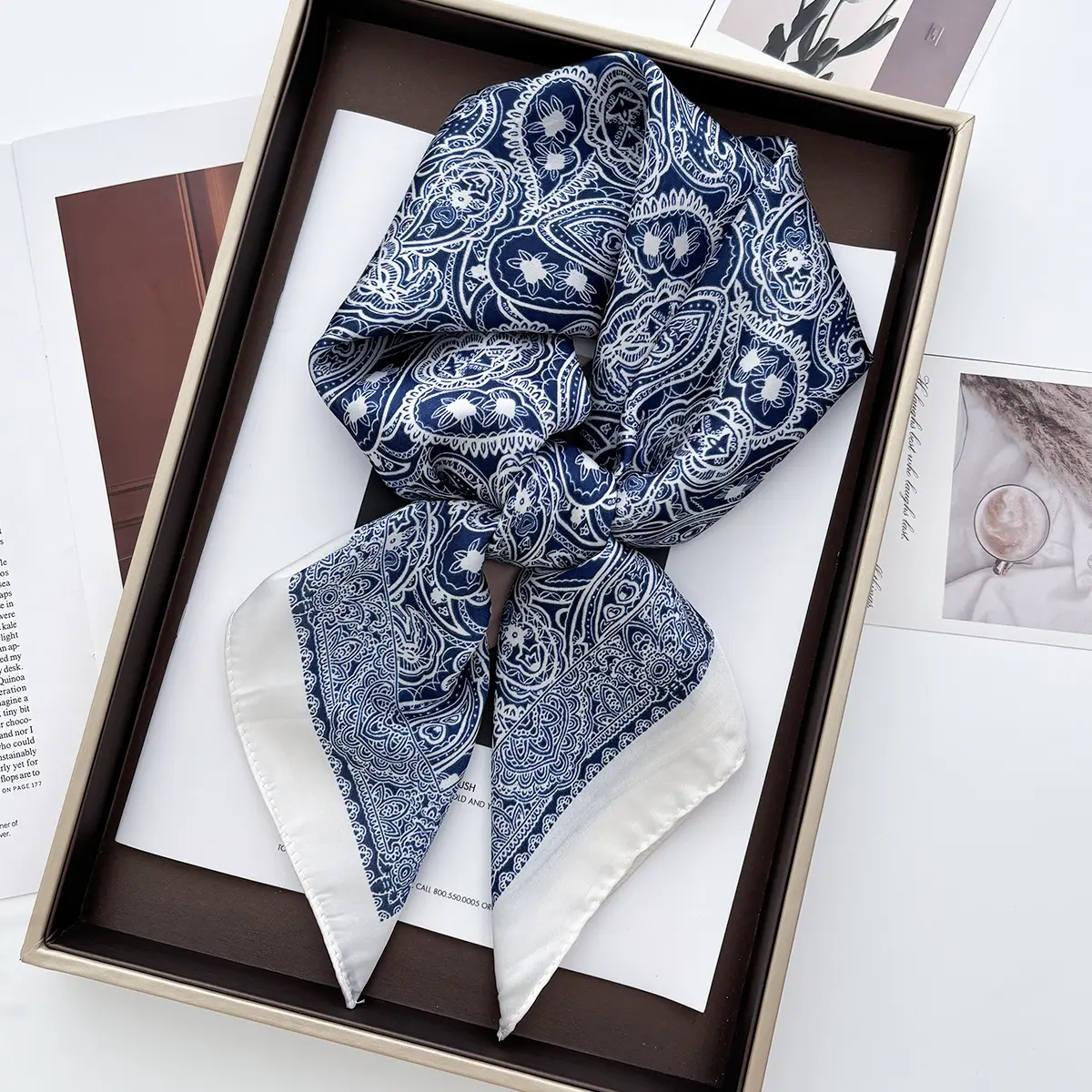 70*70cm Women Summer Luxury Fashion Print Scarf Soft Satin Hairband Neckerchief Tie Female Headband Foulard 2025 Casual