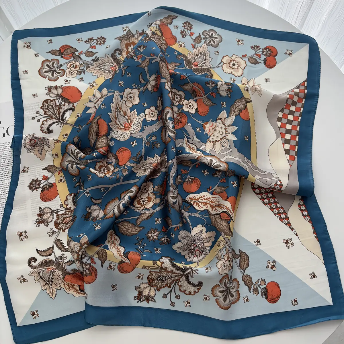 Summer Sunscreen Fashion Print 70cm Square Beach Satin Scarf Casual Elegant Thin Breathable Neck Women Head Wrap Hair Scarves