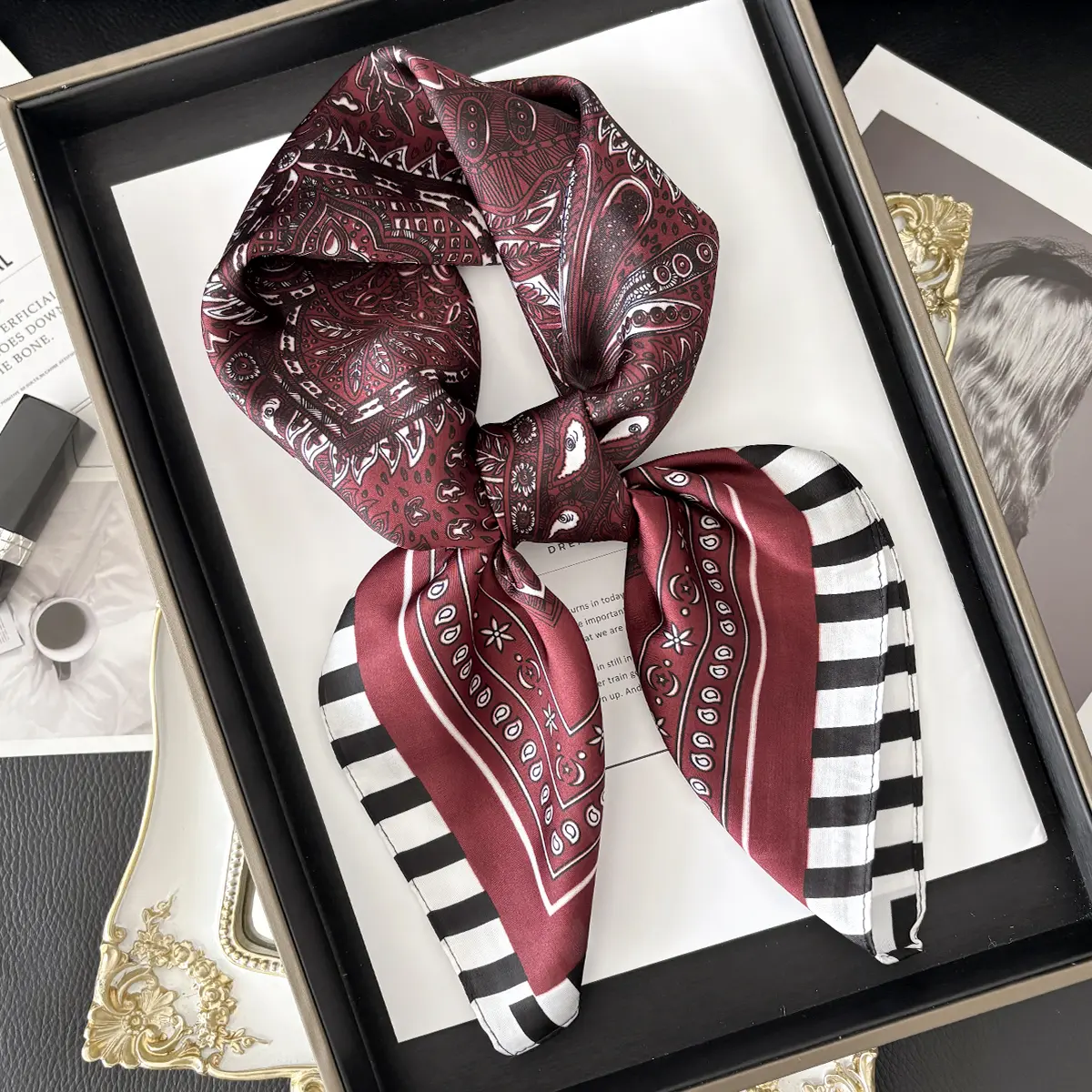 Luxury Brand Leopard Print Square Scarf Women's Imitation Silk Scarf Casual Versatile Decoration Small Neck Scarf 70CMx70CM