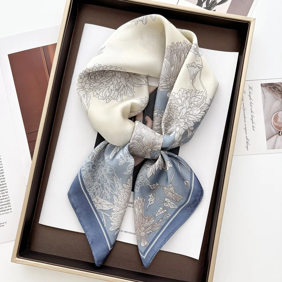 Luxury New Design Satin Print Scarf Women Scarves Bandana Hijab Neckerchief Shawl Kerchief Hair Band Foulard Lady