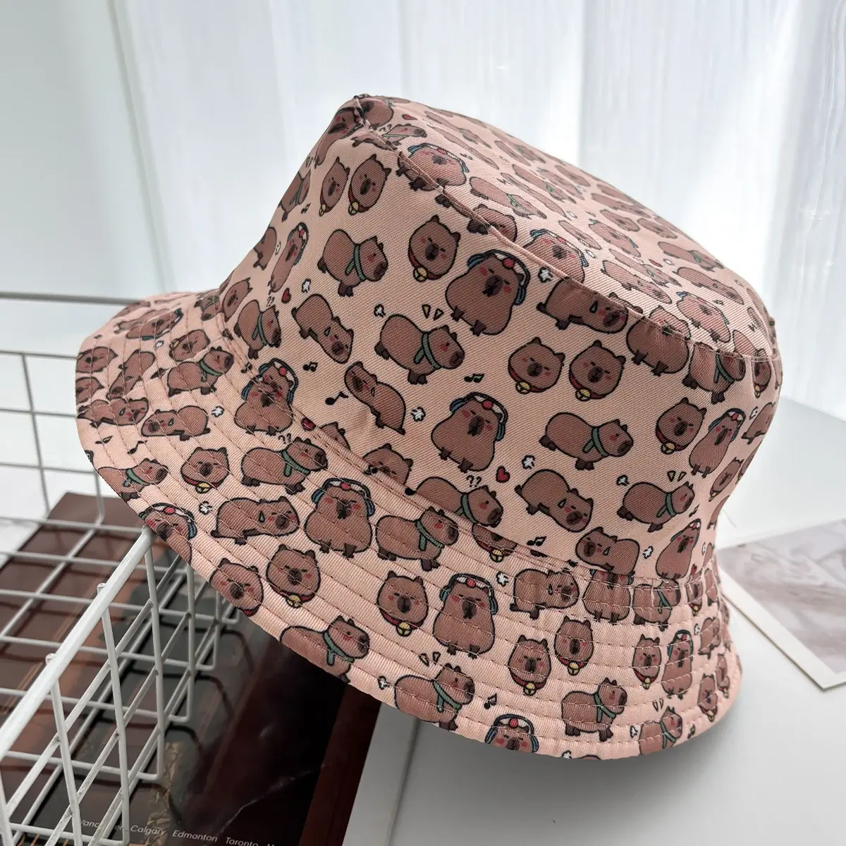 Cartoon Duck Bucket Hat Cool Cute Pattern Fisherman Hats Yellow Duck Printing Panama Cap For Men Women Reversible Outdoor