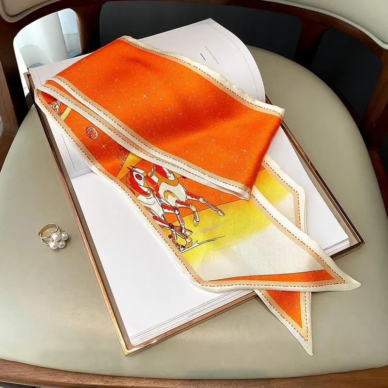 2023 Fashion Horse Print Silk Scarf Women Thin Neck Long Scarves Narrow Office Lady Shawl Bandanas Bag Female Skinny Hairbands