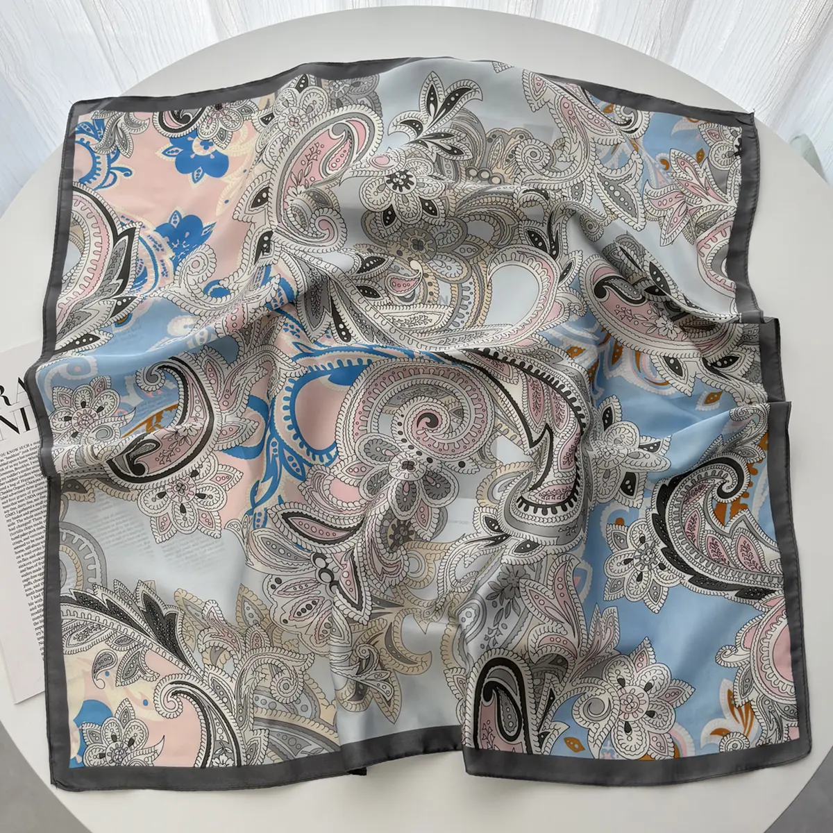 Fashion Floral Printed Square Scarf Elegant Thin Breathable Decorative Neck Scarf Windproof Headscarf For Women