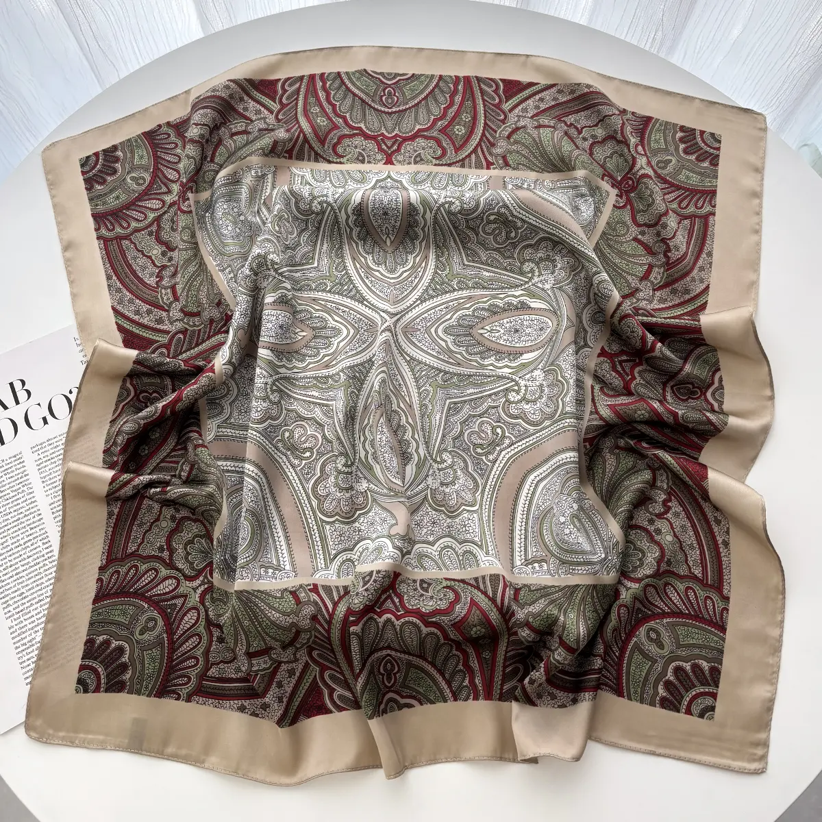 2025 New Luxury Floral Print 70*70cm Satin Square Scarf Women Soft Hairband Neckerchief Tie Female Headband Foulard Bag Ribbon