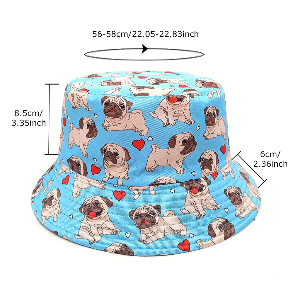 Print Bucket Hat Animal Pattern Fisherman Hats Brown Blue Double Sides Panama Caps Sun Outdoor Travel New Style