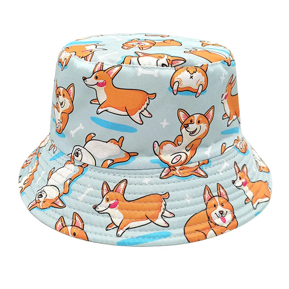 Print Bucket Hat Animal Pattern Fisherman Hats Brown Blue Double Sides Panama Caps Sun Outdoor Travel New Style