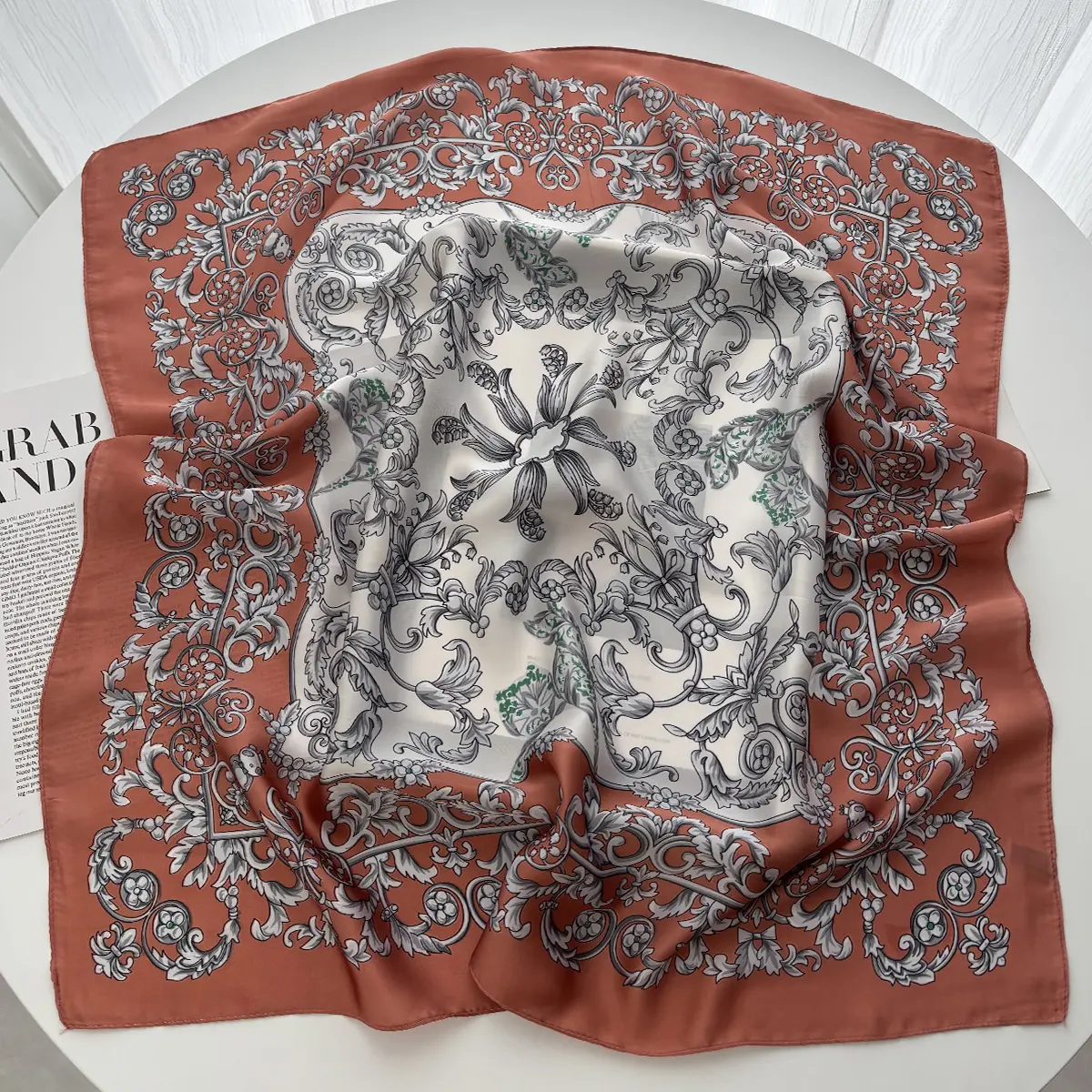 Fashion Floral Printed Square Scarf Elegant Thin Breathable Decorative Neck Scarf Windproof Headscarf For Women