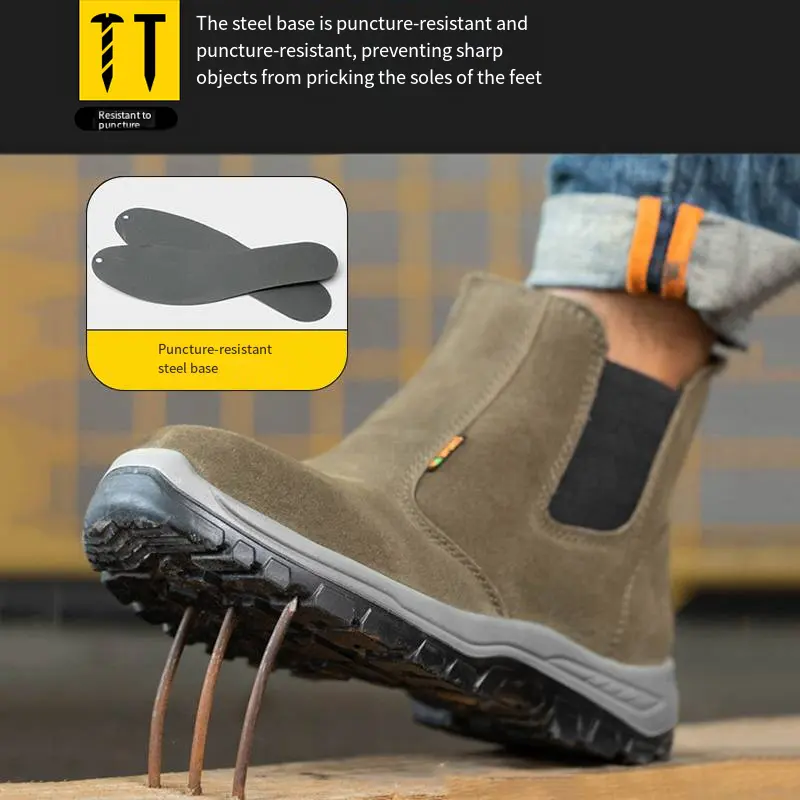 Casual Work Shoes Men Lightweight Comfortable Puncture-Proof Spark Proof Wear-resistant Anti-slip Protect Safety Shoes