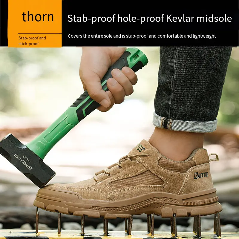Outdoor Safety Protect Shoes Men Steel Toe Anti-smashing Anti-piercing Wear-resistant Odor Proof Anti Slip Work Shoes